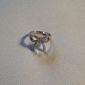 Swarovski Silver Bow Ring, Rhodium plated